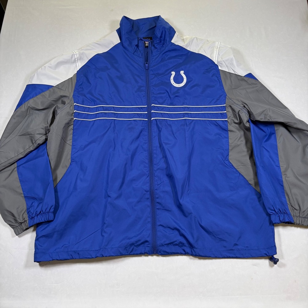 Reebok NFL Indianapolis Colts Windbreaker Jacket Mens XL Blue Full Zip WPL6605
